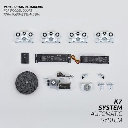 K7 AUTOMATIC SYSTEM | Wheels and automatism for double sliding doors - 150kg