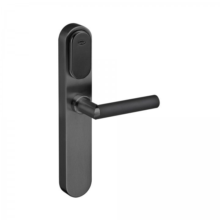 Electronic lock with blind plate from the outside and cylinder from the inside - Titanium Black