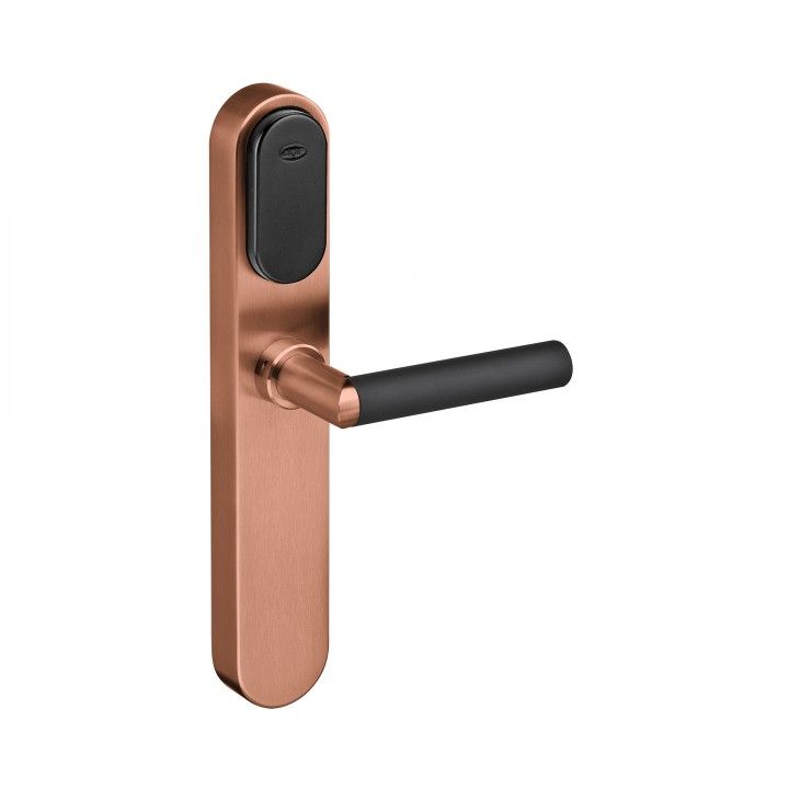 Electronic lock with blind plate from the outside and cylinder from the inside - Titanium Copper