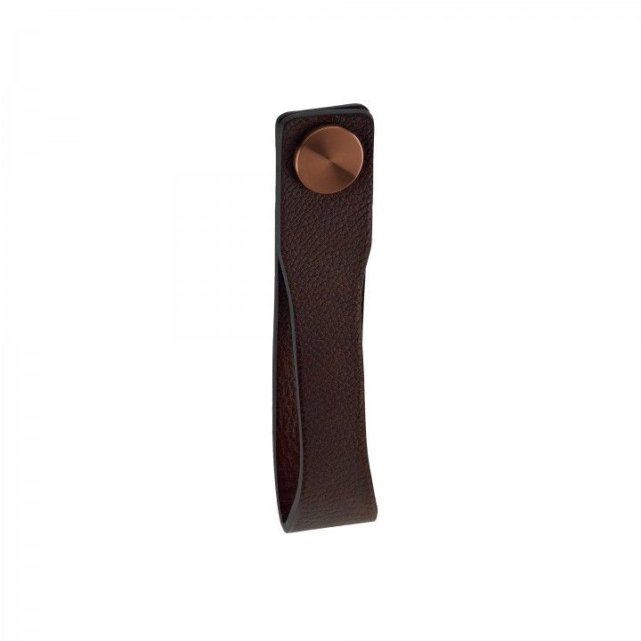Door knob Skin - Brown natural leather - Titanium Copper