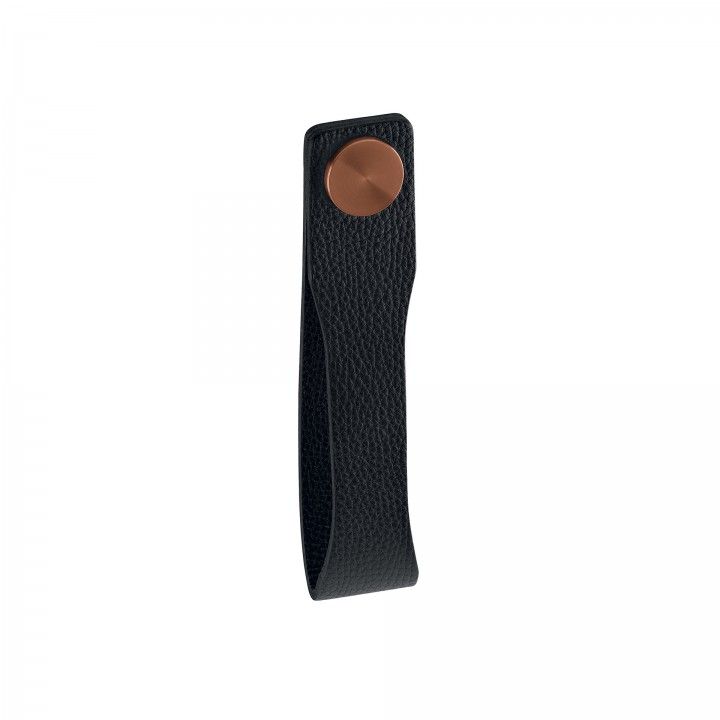 Door knob Skin - Black natural leather - Titanium Copper