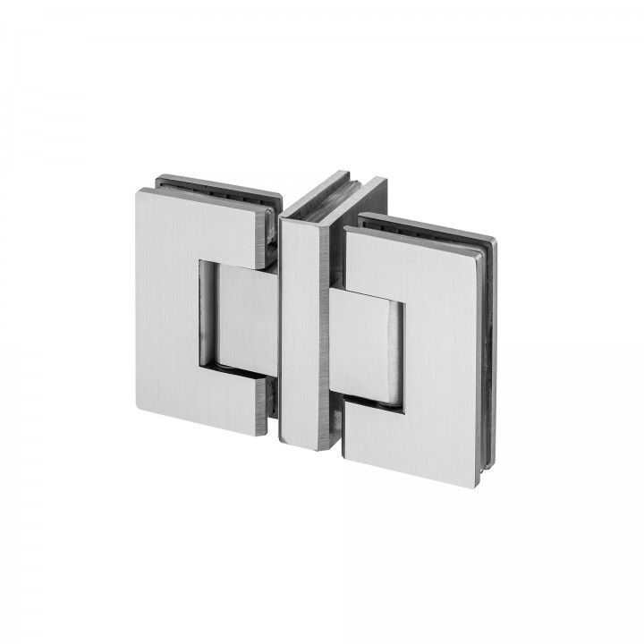 Glass to glass double hinge with stop