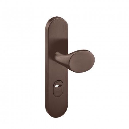 Safety plate with cylinder protection and fixed knob - Titanium Chocolate