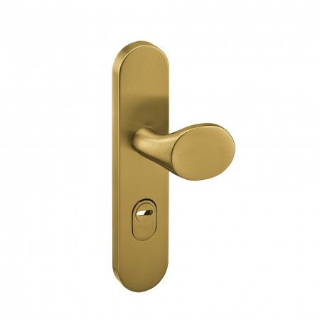 Safety plate with cylinder protection and fixed knob - Titanium Gold