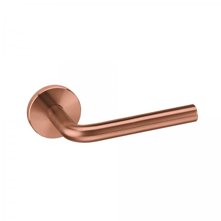 Lever handle with metallic rose RB08M - Titanium Copper
