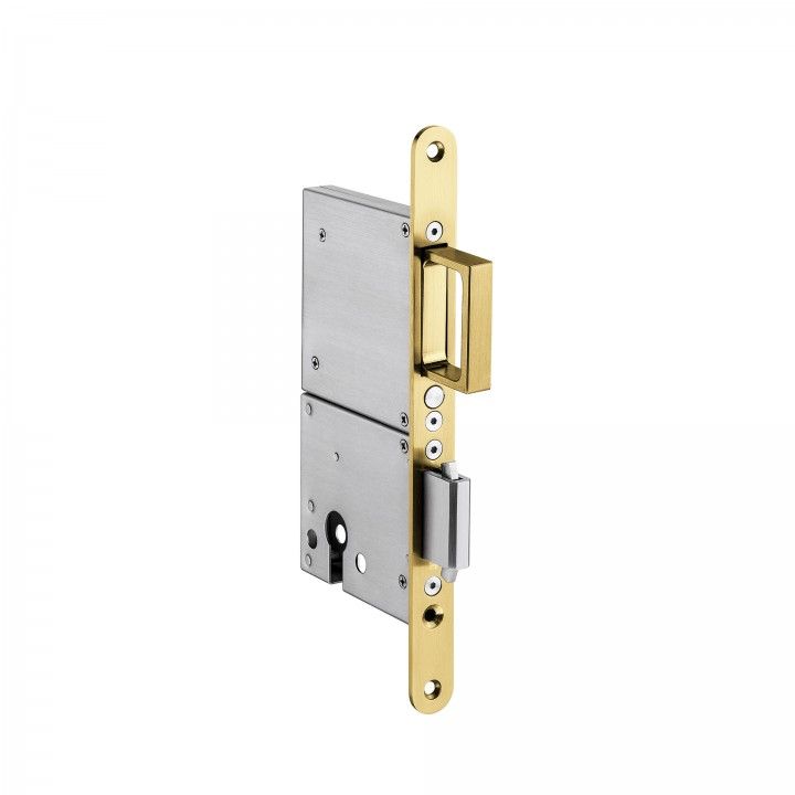 Sliding door lock with flush handle - Titanium Gold