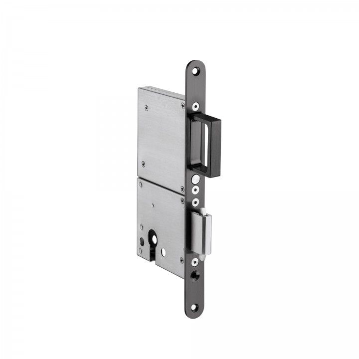Sliding door lock with flush handle - Titanium Black