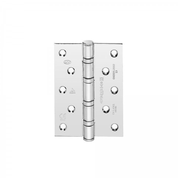 Safety hinge with four ball bearings - Polished - 90 x 125 x 3mm