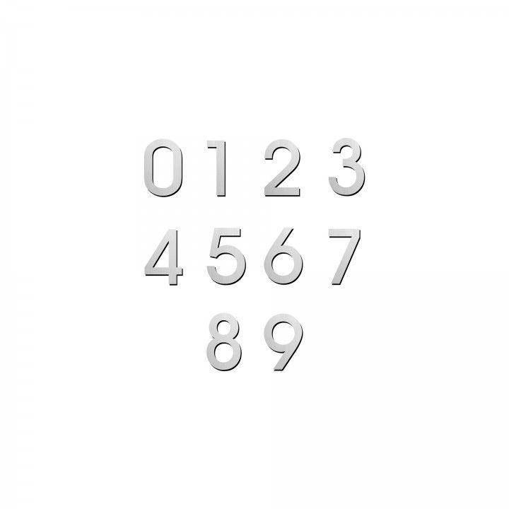 Numerals with concealed fixingthrough strong adhesive