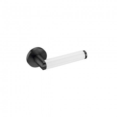 Puxador de porta "Link Porcelana White", com roseta metálica RC08M - Titanium Black