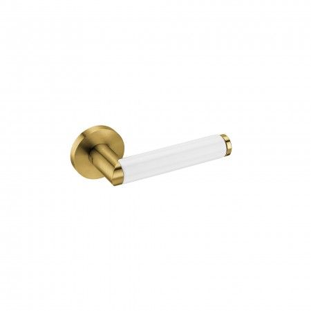 Puxador de porta "Link Porcelana White", com roseta metálica RC08M - Titanium Gold
