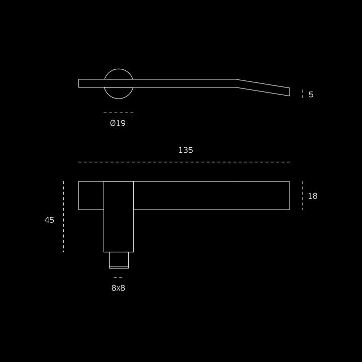 Lever handle, with metallic rose RC08M - Titanium Black
