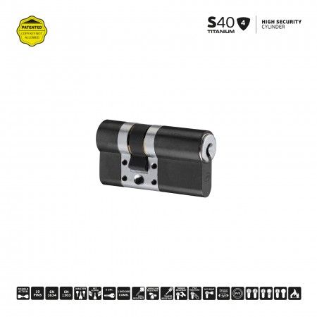 S40 - Cilindro de alta seguridad (10x70mm) - Titanium Black