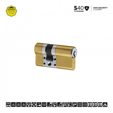 S40 - Cilindro de alta seguridad (10x70mm) - Titanium Gold