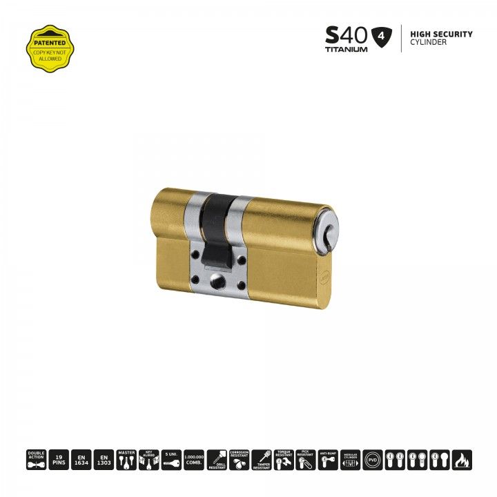 S40 - High security cylinder (10x70mm) - Titanium Gold