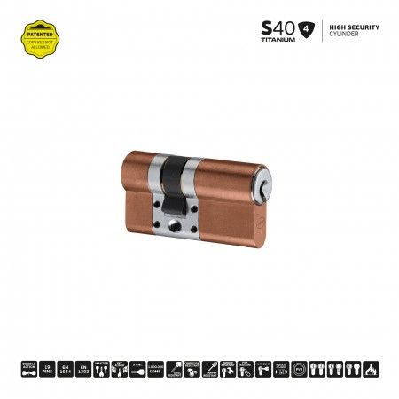 S40 - High security cylinder (10x70mm) - Titanium Copper
