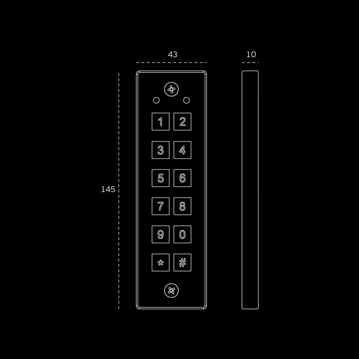 Standalone access control with number key pad - BLACK