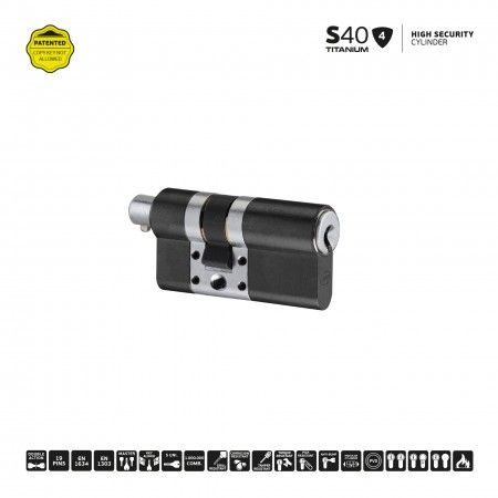 S40 - Cilindro de alta seguridad - Titanium Black