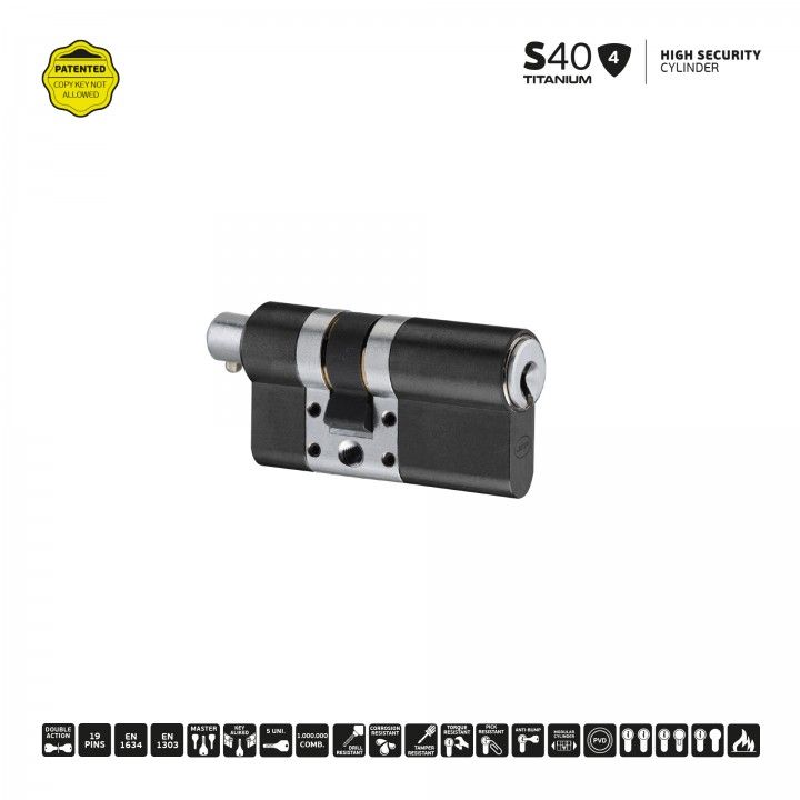 S40 - High security cylinder - Titanium Black