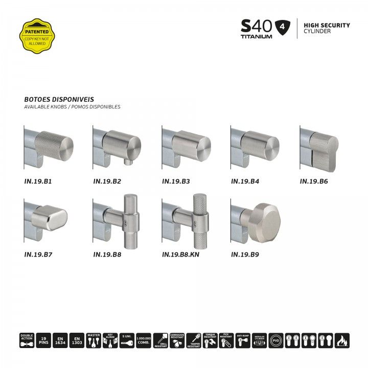S40 - Cilindro de alta seguridad - Titanium Copper