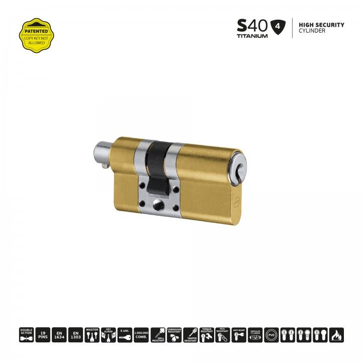 S40 - Cilindro alta segurana - Titanium Gold