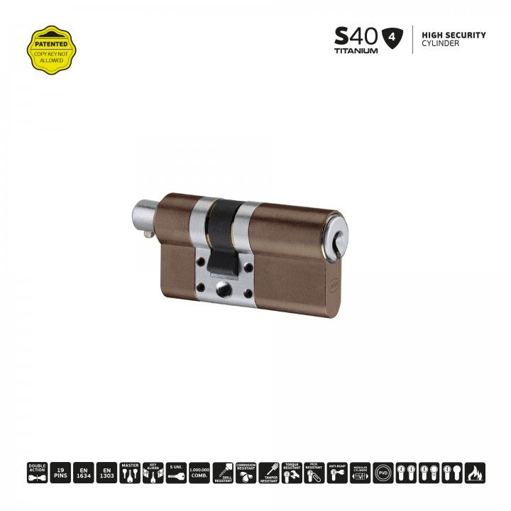 S40 - High security cylinder - Titanium Chocolate