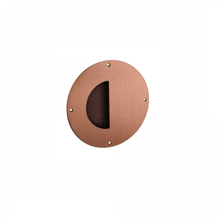 Concealed flush handle with perfurated brown leather