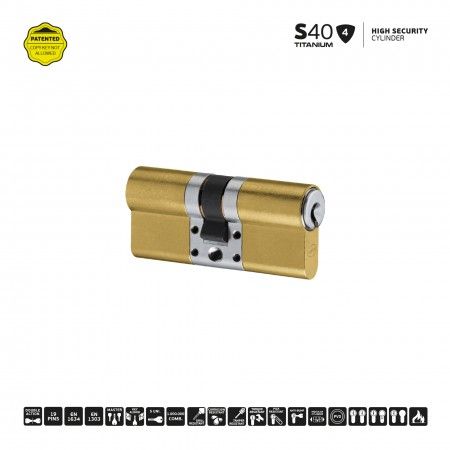 S40 - Cilindro de alta seguridad (35x65mm) - Titanium Gold
