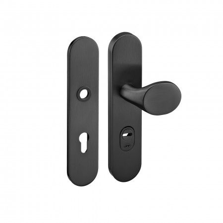 Safety plate with cylinder protection and fixed knob - Titanium Black