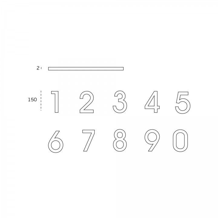 Numerals with concealed fixingthrough strong adhesive
