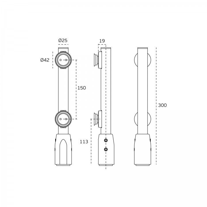 Conjunto de pivot superior e inferior para portas de vidro / L system