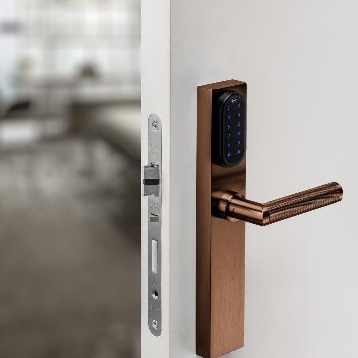 Electronic lock with number keypad and blind plate - TITANIUM COPPER