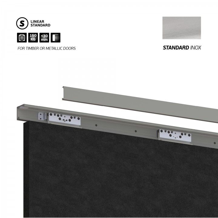 Complete sliding door set for wood  Linear Standard -  150kg
