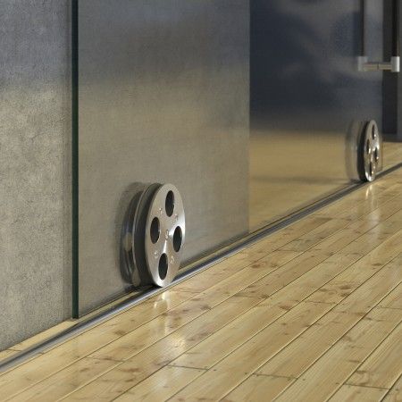 Set of wheels for glass sliding doors Movie on floor
