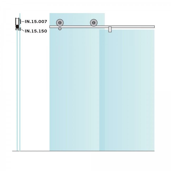 Sistema de ducha 180 - Max1000mm (cristal y cazoleta no incluidas) - 25mm