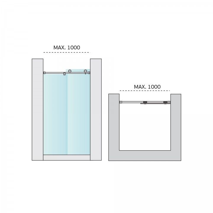 180 Shower System - Max1000mm (glass and flush handle not included) - 25mm