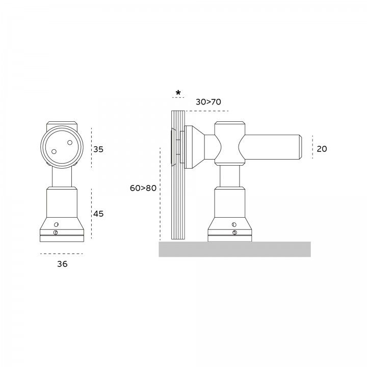 Ground or ceiling - glass connector